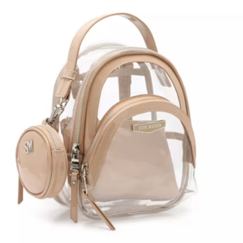 STEVE MADDEN BJENN  Clear Mini Backpack with Coin, Makeup Bag